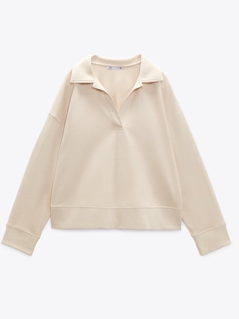 ZARA Oversized Cropped Polo Sweatshirt Top | Collared Pullover Preppy Coastal M - Picture 10 of 10